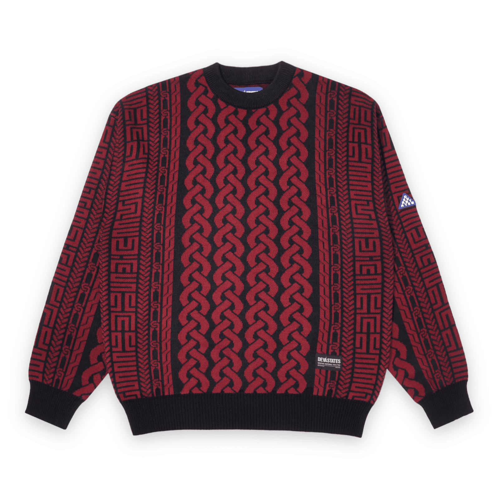 deva states Links Jacquard Knitted Sweater Burgundy