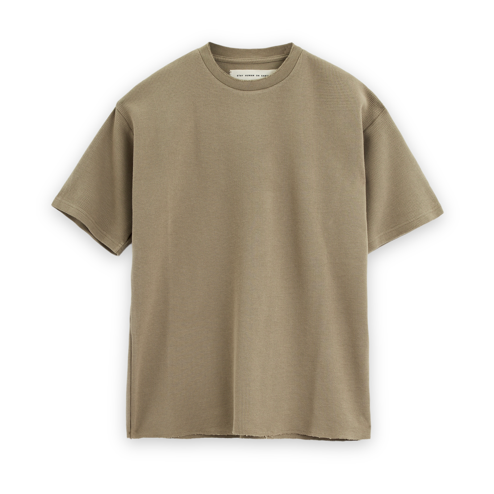 stay human on earth Relaxed Short Sleeves Waffle Tee Hazelnut