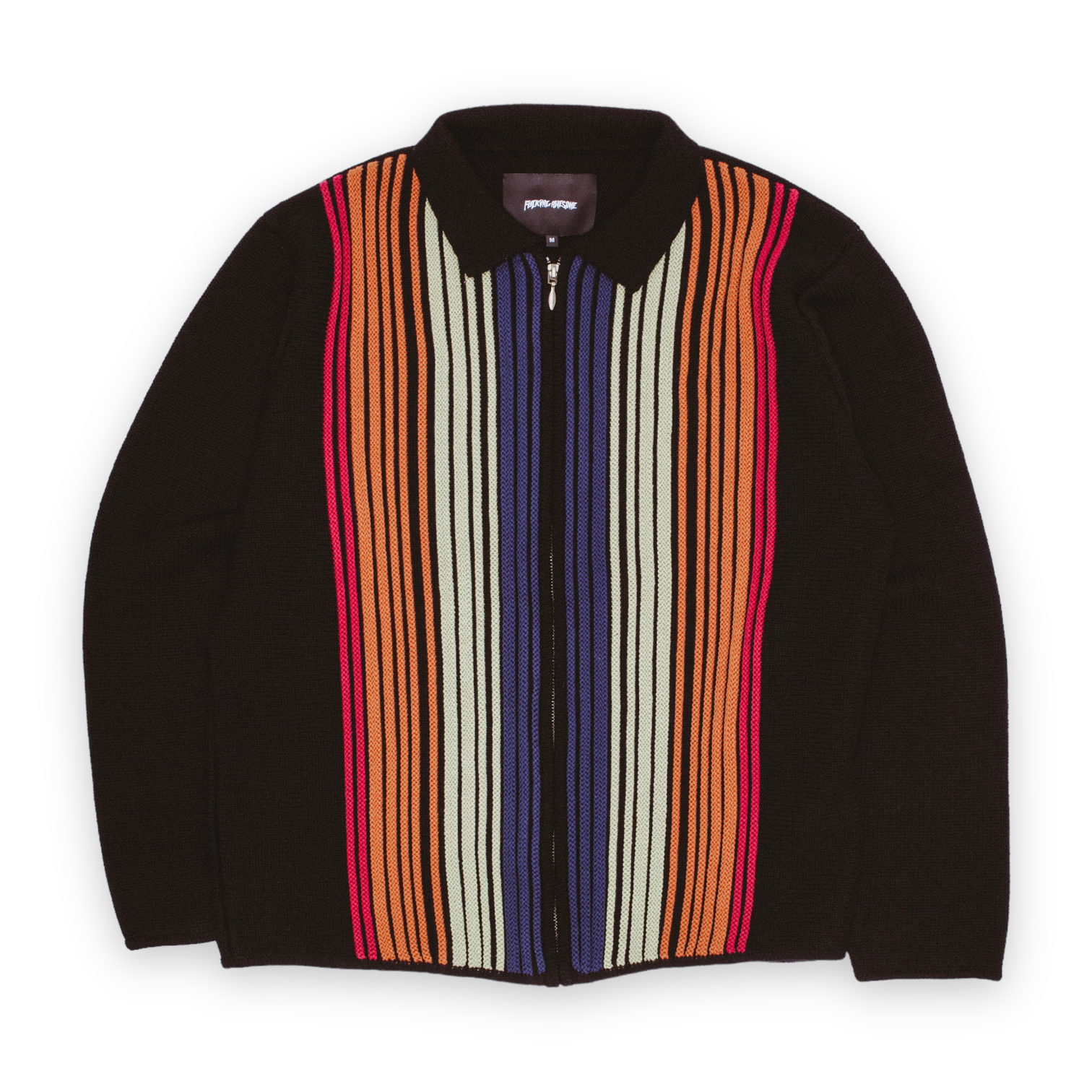 fucking awesome Multi Stripe Zip Polo Black