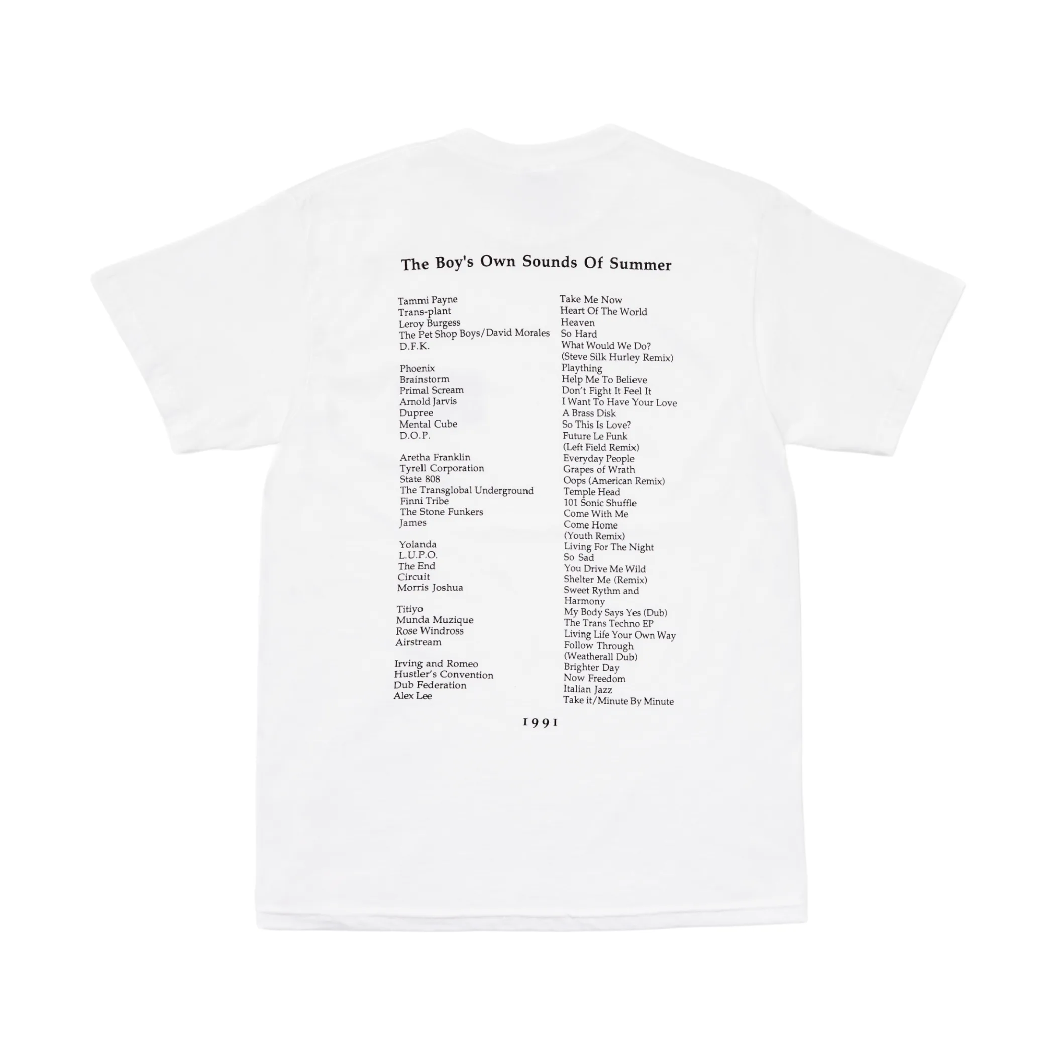 boy's own productions Sounds Of The Summer 1991 T-Shirt White