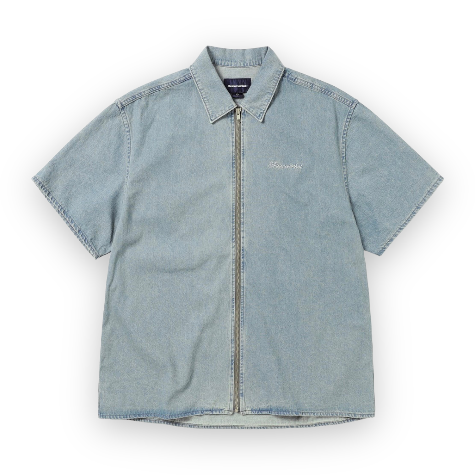 thisisneverthat Washed Denim Zip SS Shirt Washed Blue