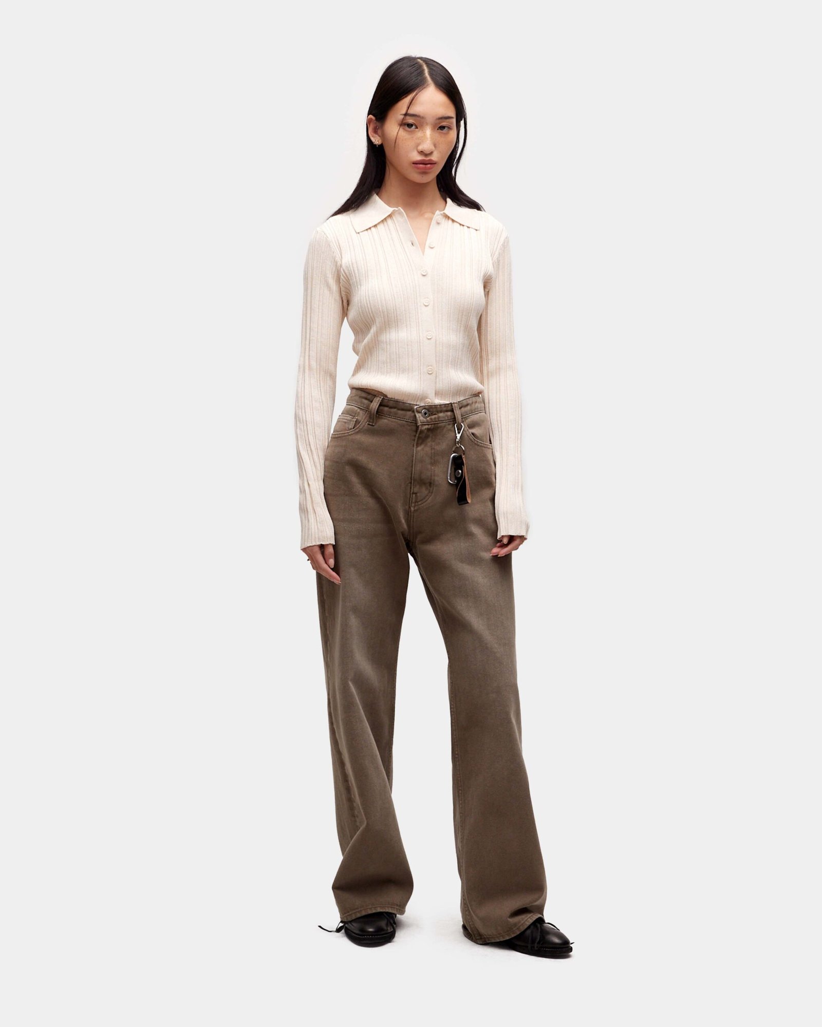 Coor - Wide-Leg Garment-Dyed Jeans Taupe