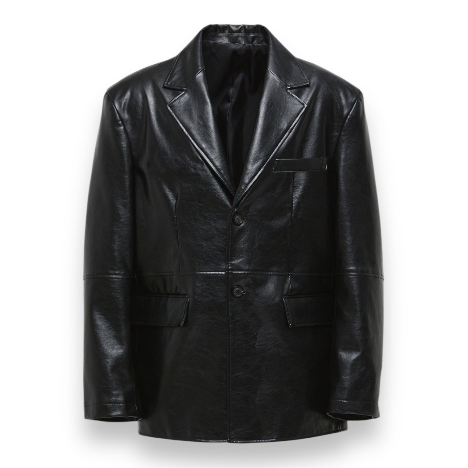 Coor - Vegan Leather Oversized Blazer Black