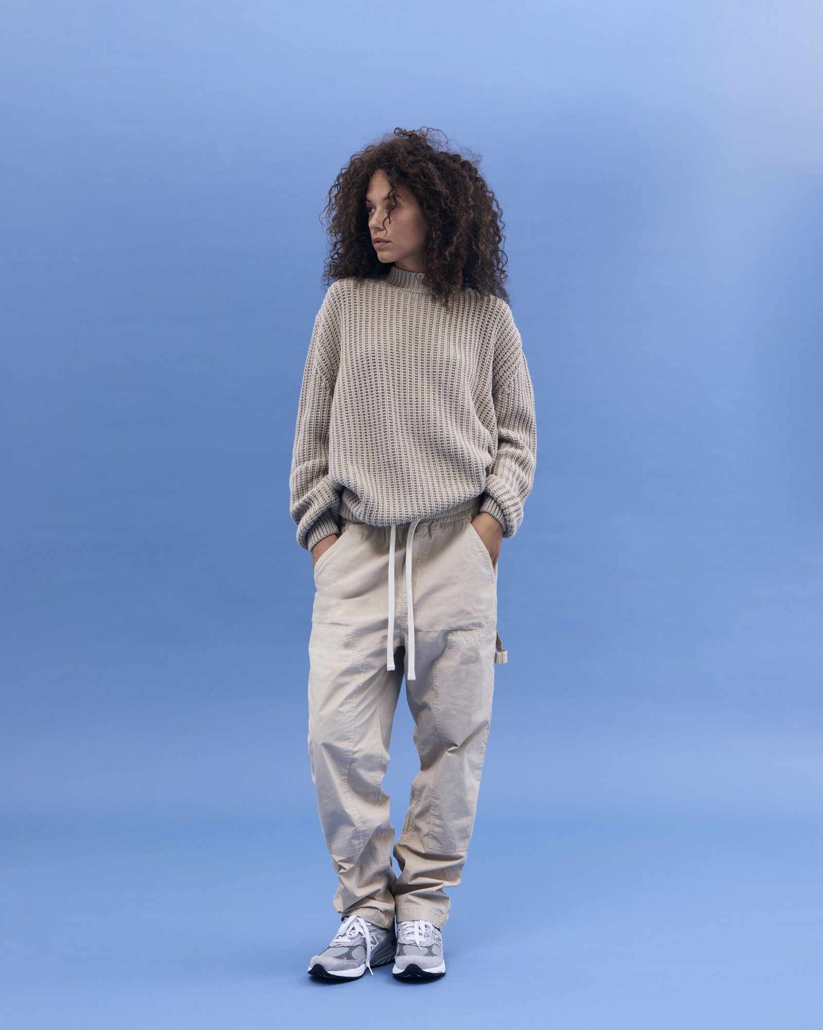 Stay Human On Earth - Relaxed Fit Cotton Sweater Hazelnut