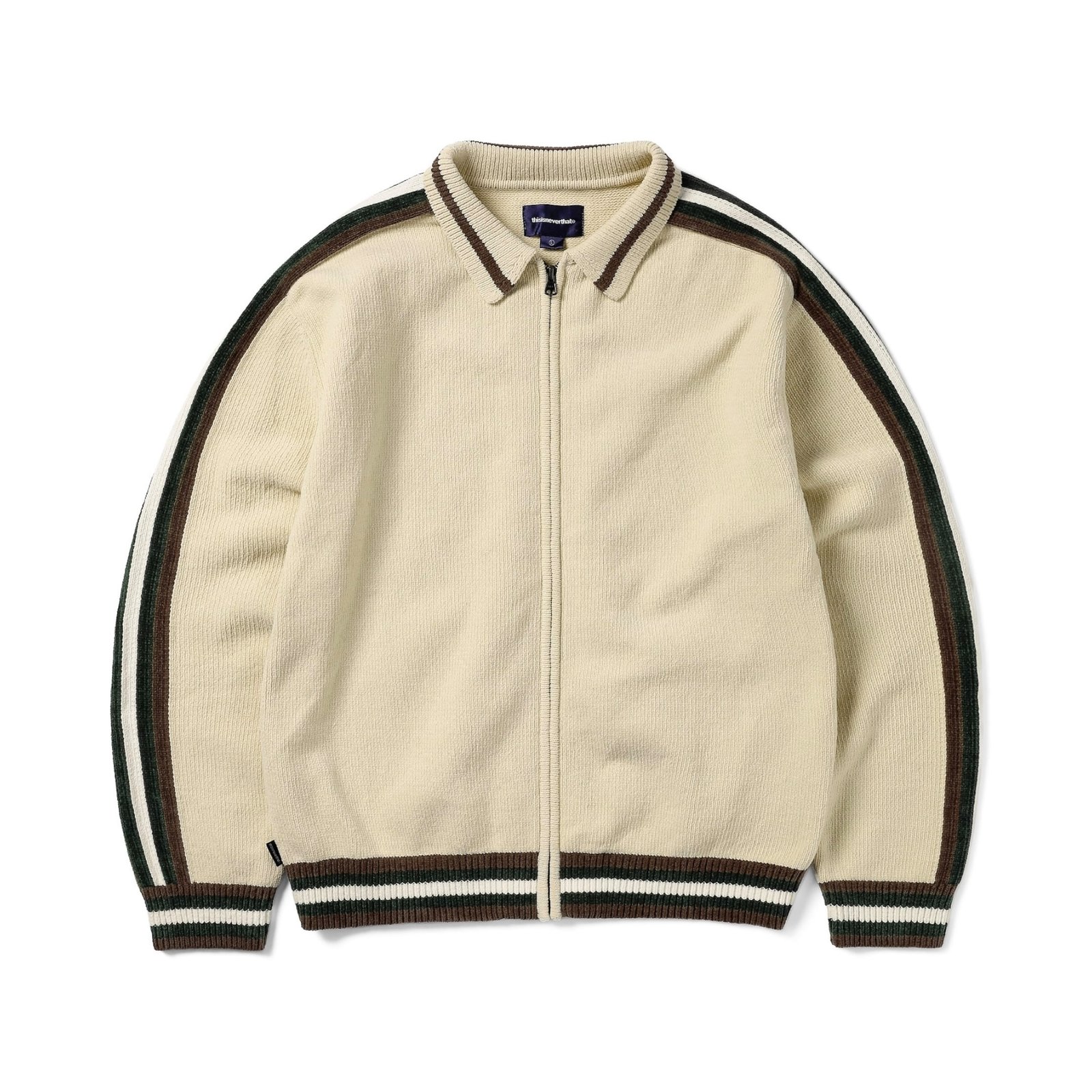 Thisisneverthat - Striped Zip Cardigan Ivory