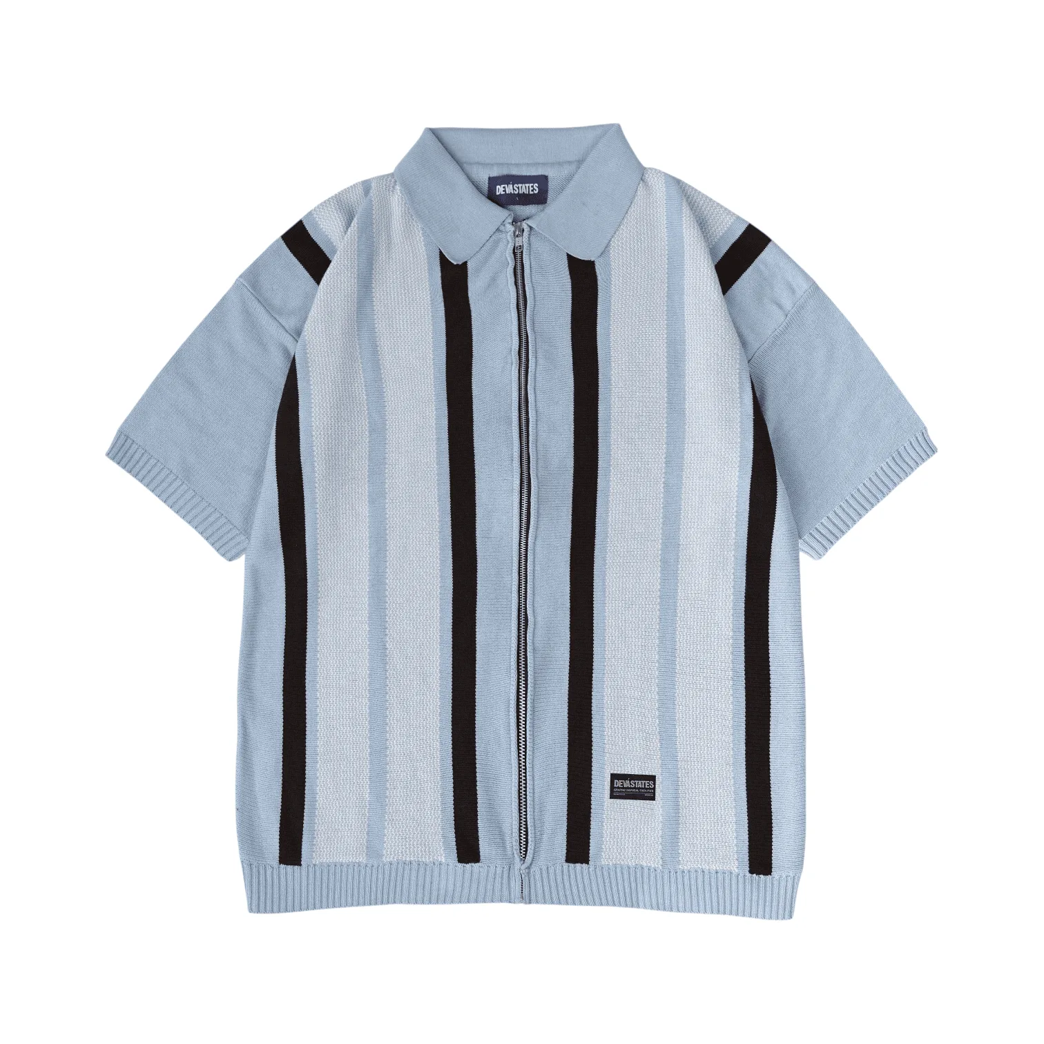 Devá States - Junior Zip Knitted Polo Blue