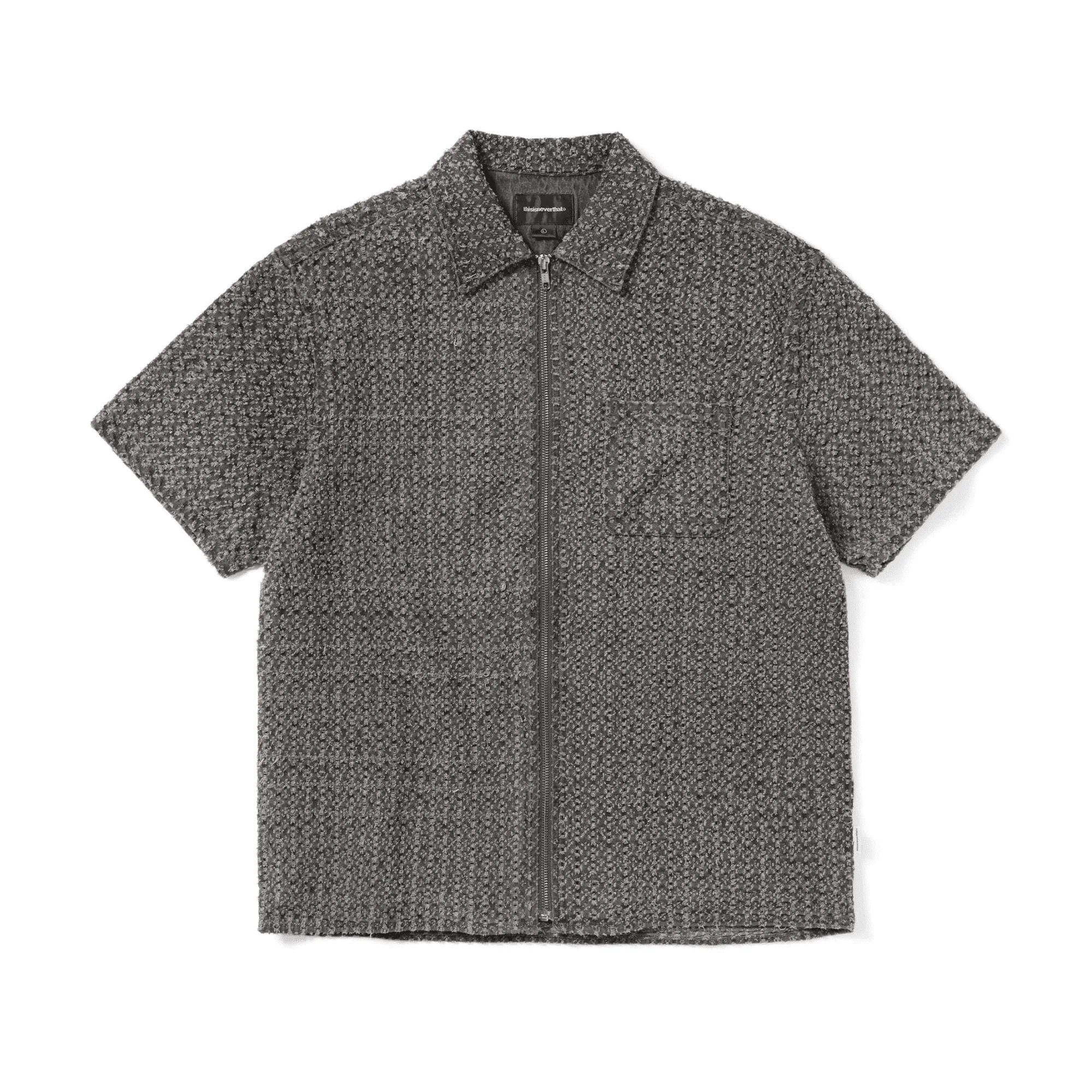 Thisisneverthat - Damaged Denim Zip S/S Shirt Grey