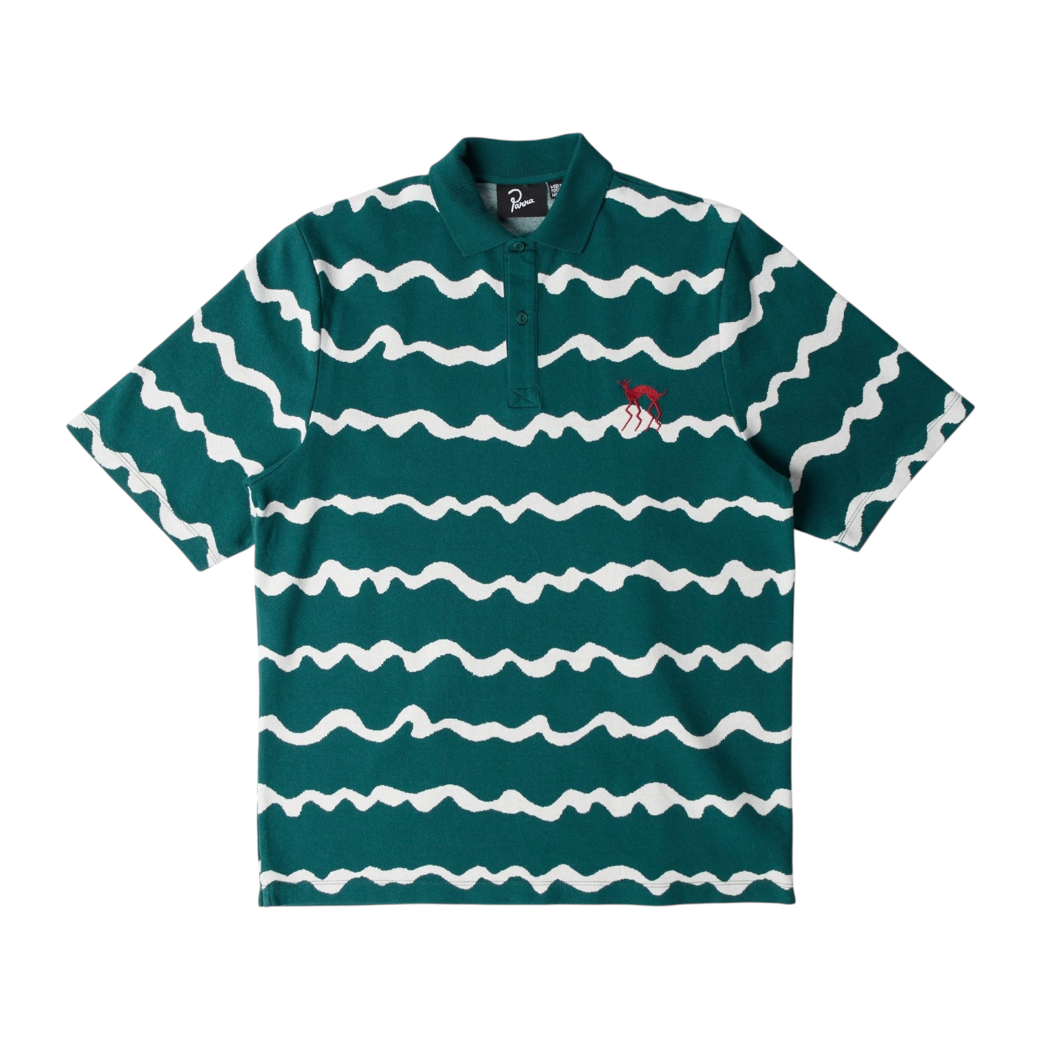 Parra ByParra - Broken waves polo shirt Pine green