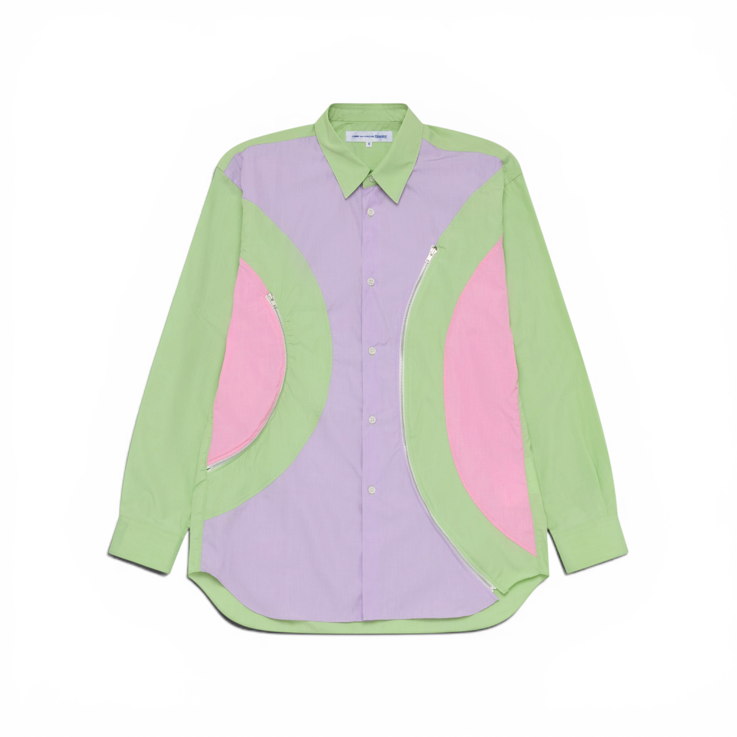 Comme Des Garçons Shirt - Zip Panelled Shirt Green/Purple/Pink