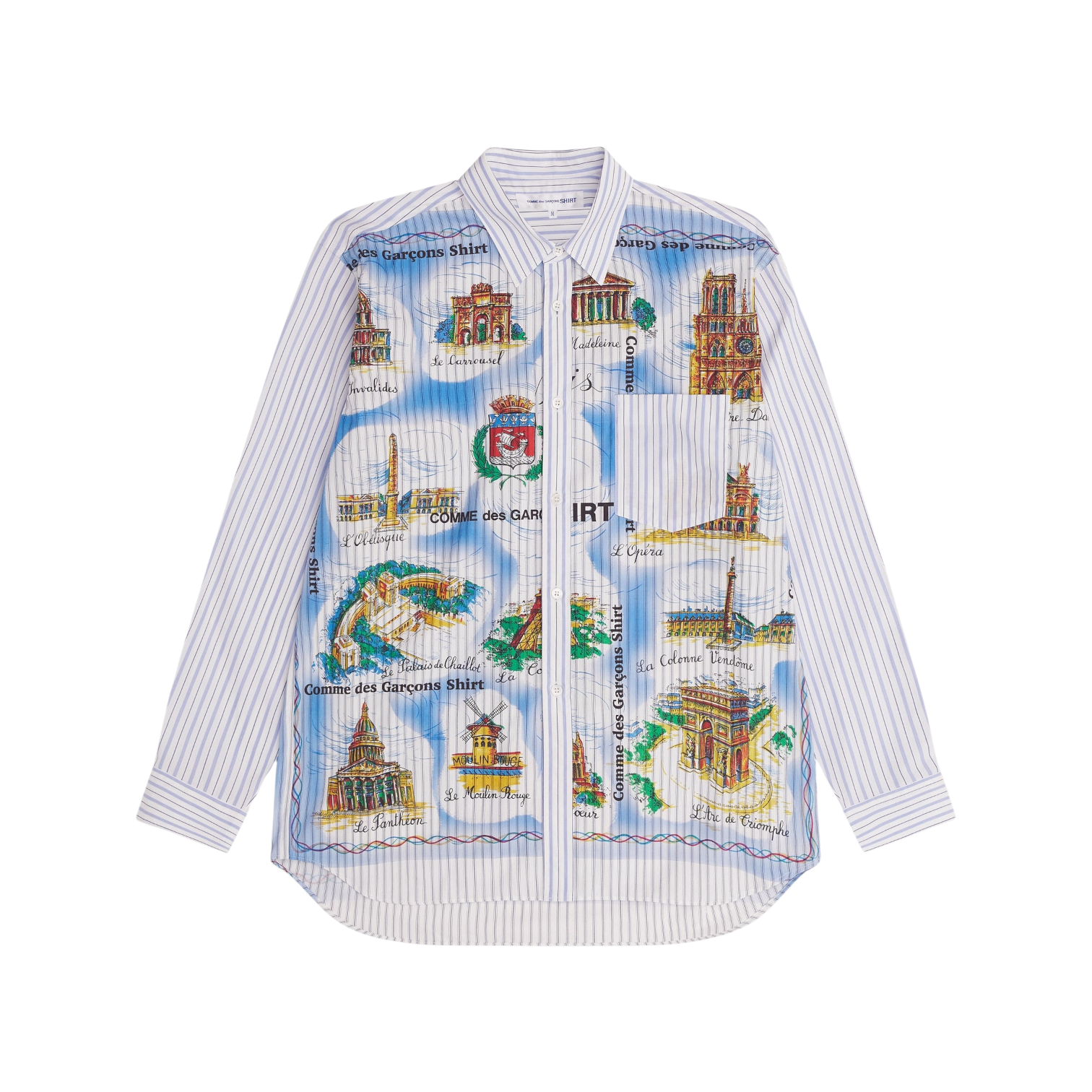 Comme Des Garçons Shirt - Striped Landmark Shirt Blue