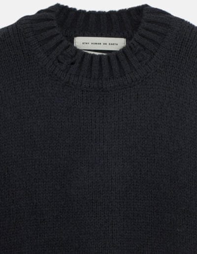 Stay Human On Earth - Destroyed Relaxed Sweater Black