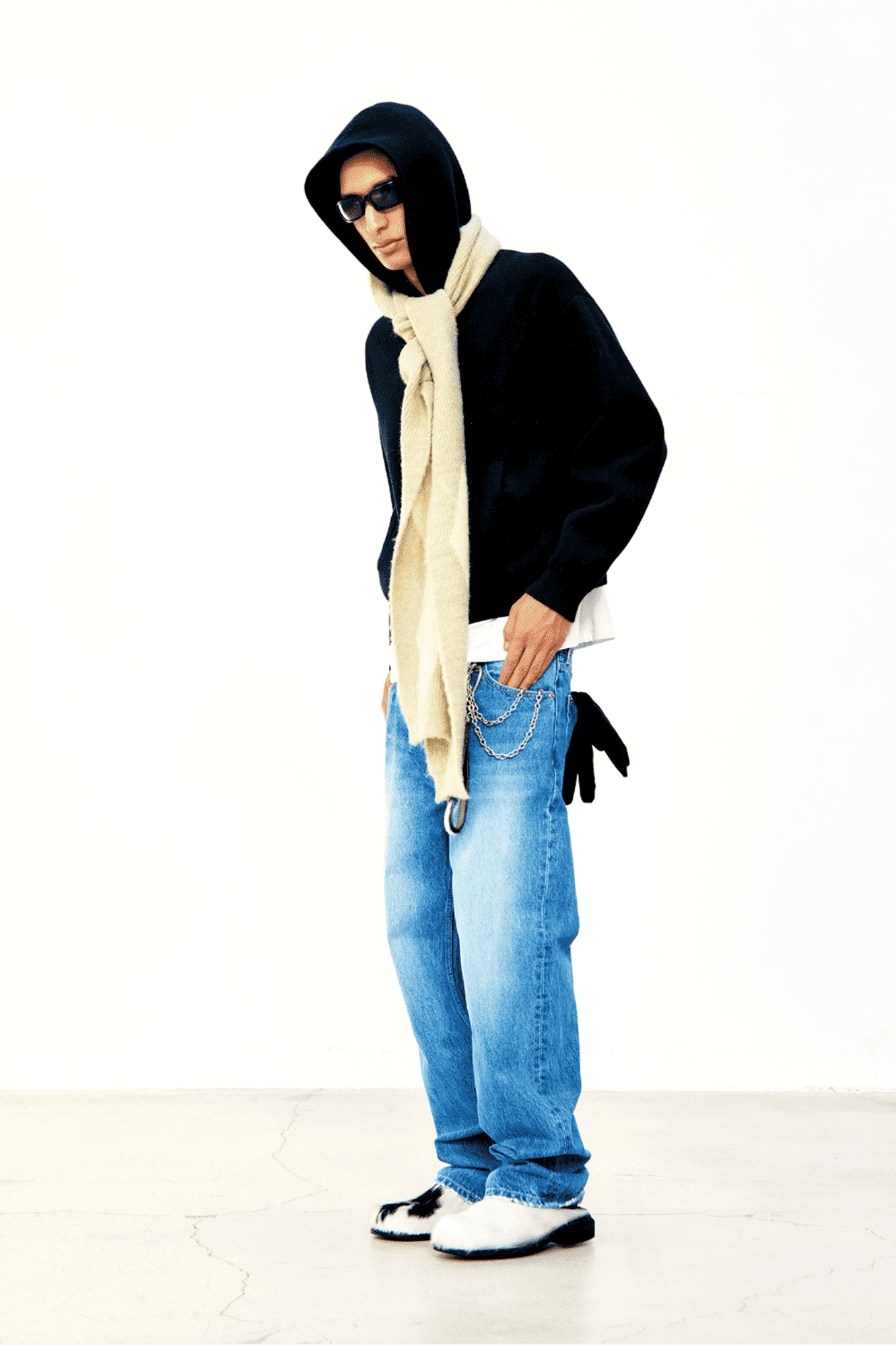 Coor - Double face wool and blend hoodie zip-up (Black) crop boxy fit seoul korean brand corea streetwear