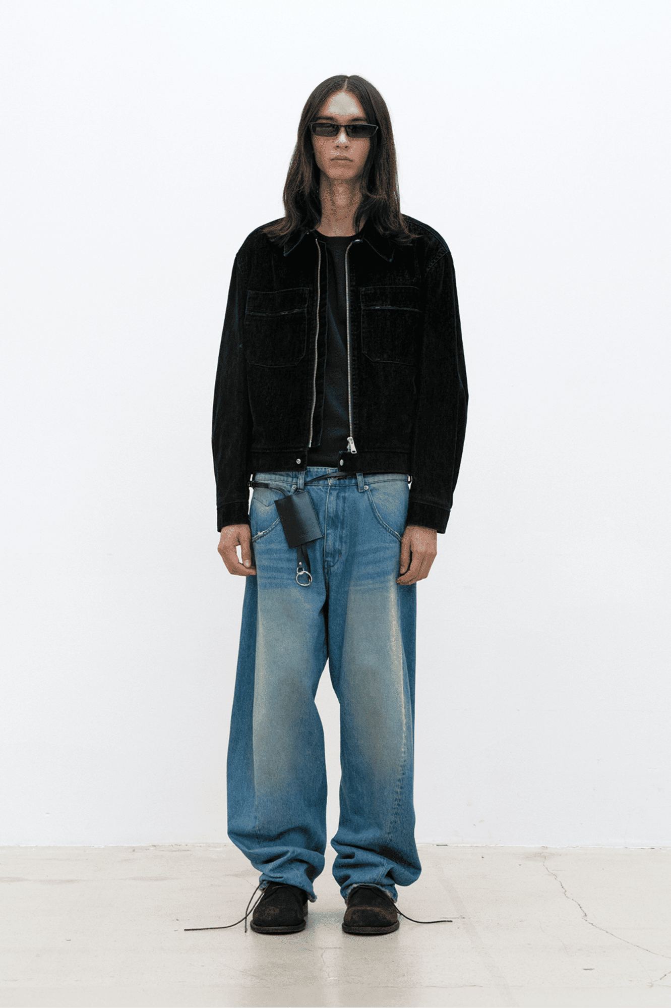 Coor - Washed engineer denim pants (Washed indigo) baggy flared jeans core korean brand streetwear