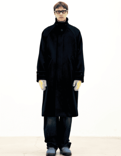 Coor - Belandi Cashmere-Blend Balmacaan Coat (Black) cappotto oversize lungo lana nero streetwear korean brand