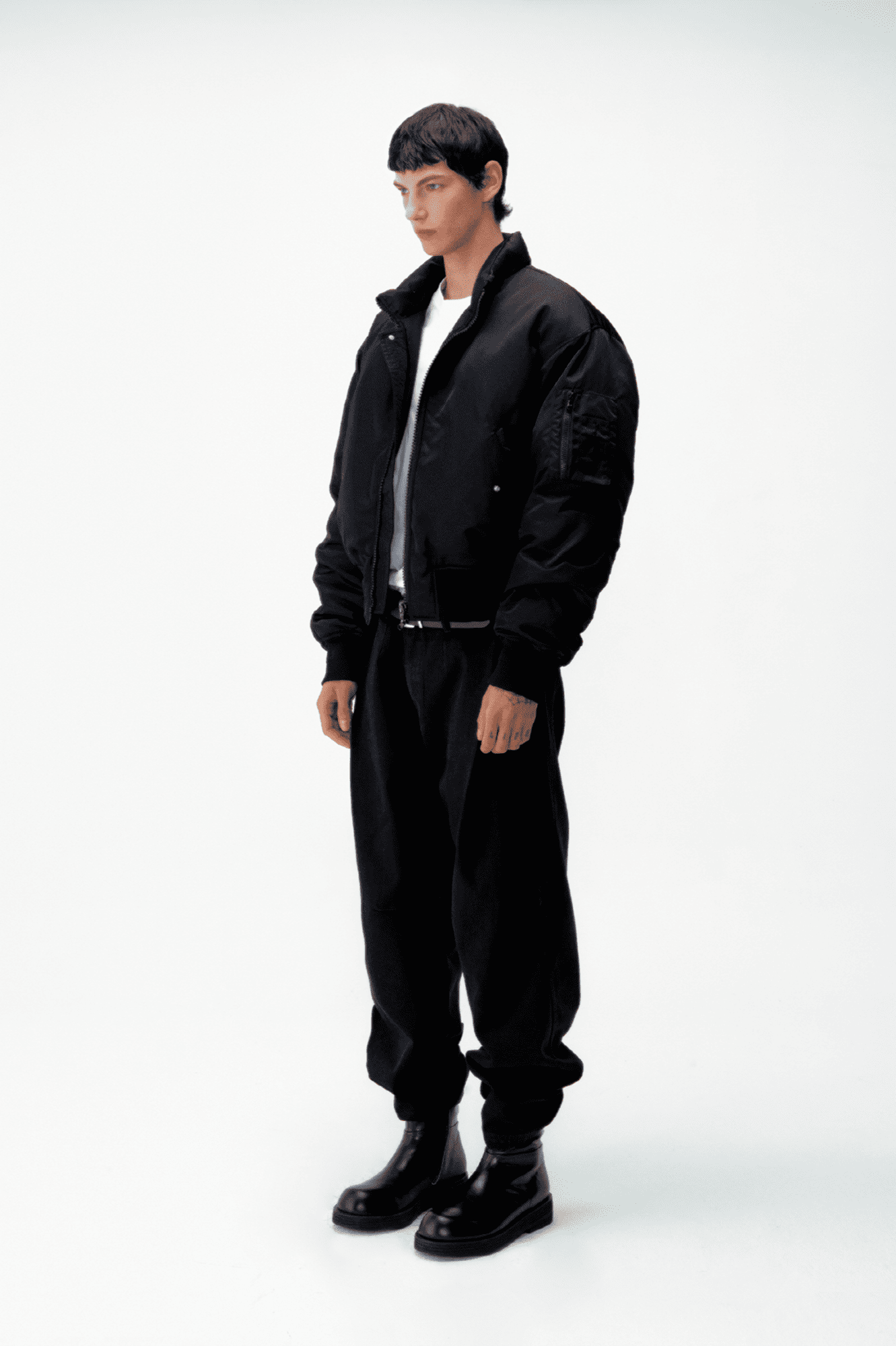 Coor - Stand Collar Neck Down Puffer (Black) crop fit boxy cropped bomber jacket streetwear korean brand giacca