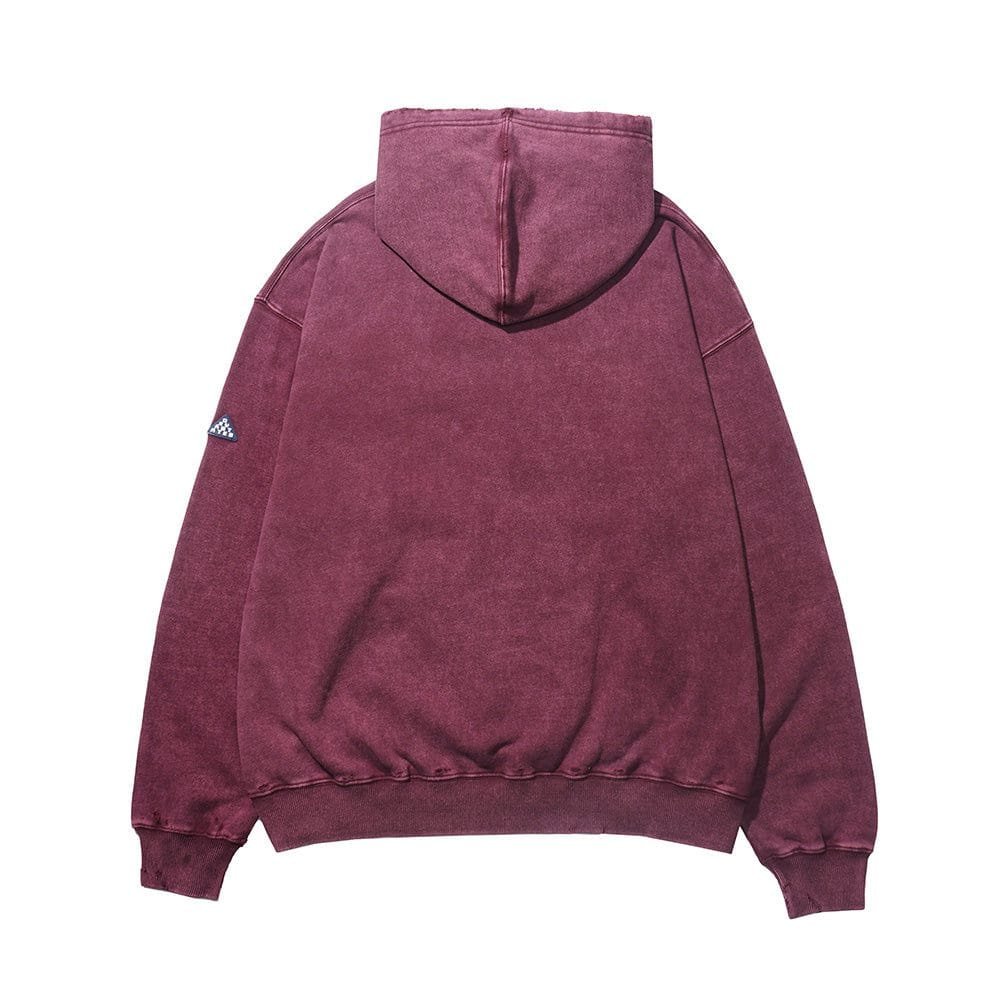 Devá States - Cross Distressed Hoodie Burgundy
