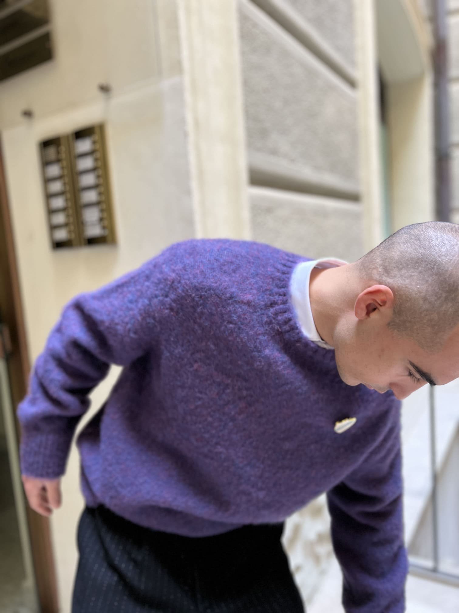 J.Press - Shetland Wool Shaggy Knit Purple (Japan Made) maglione lana viola japan giapponese