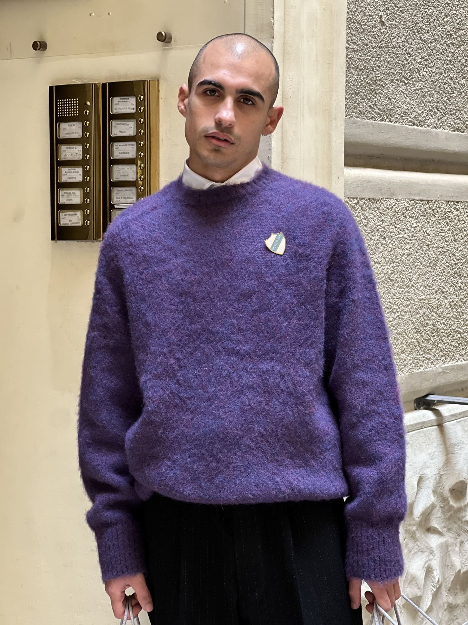 J.Press - Shetland Wool Shaggy Knit Purple (Japan Made) maglione lana viola japan giapponese