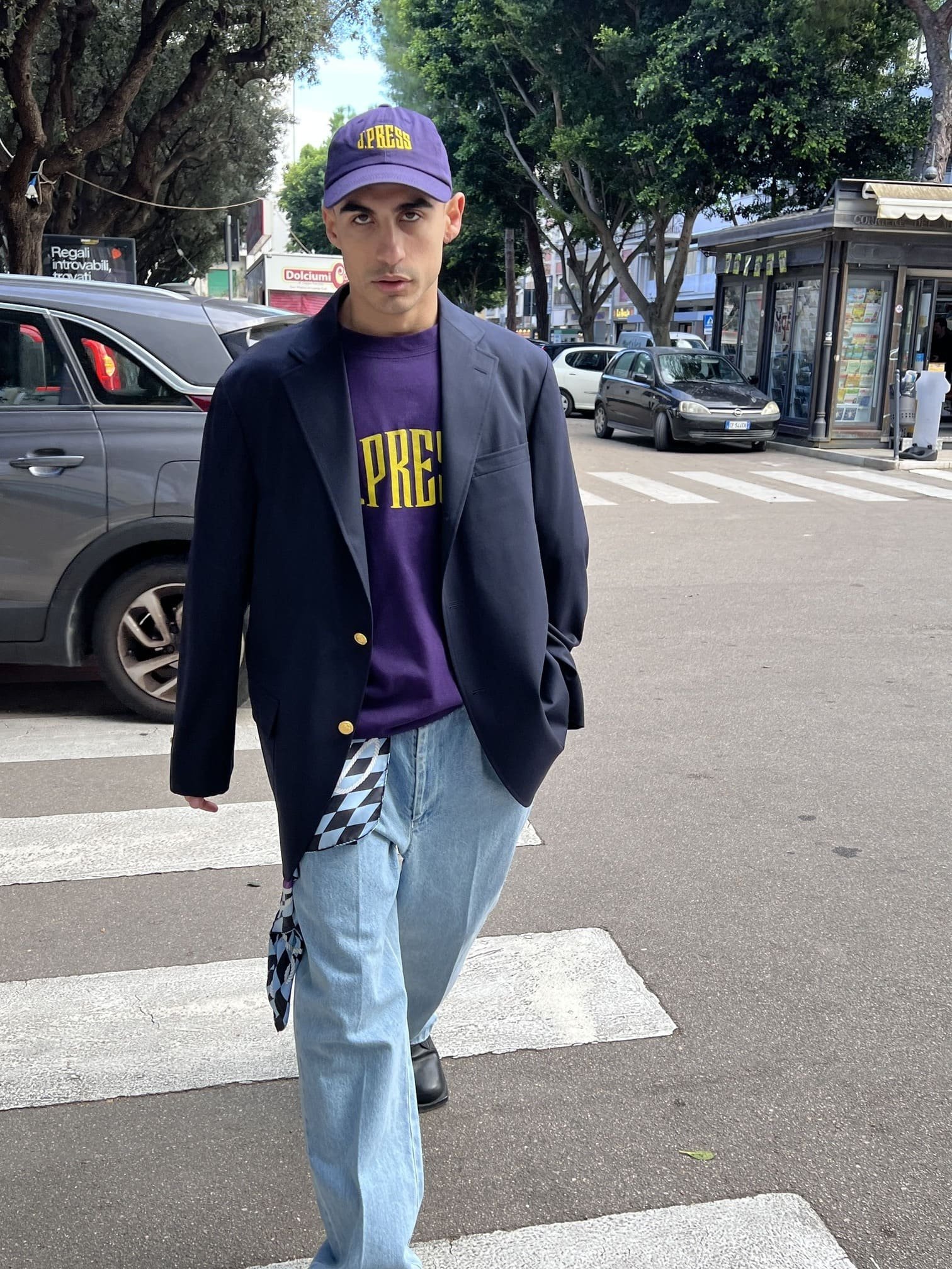 J.Press - Cotton Jersey Logo T-shirt Purple maglietta viola giapponese japan blazer baggy fit oversize