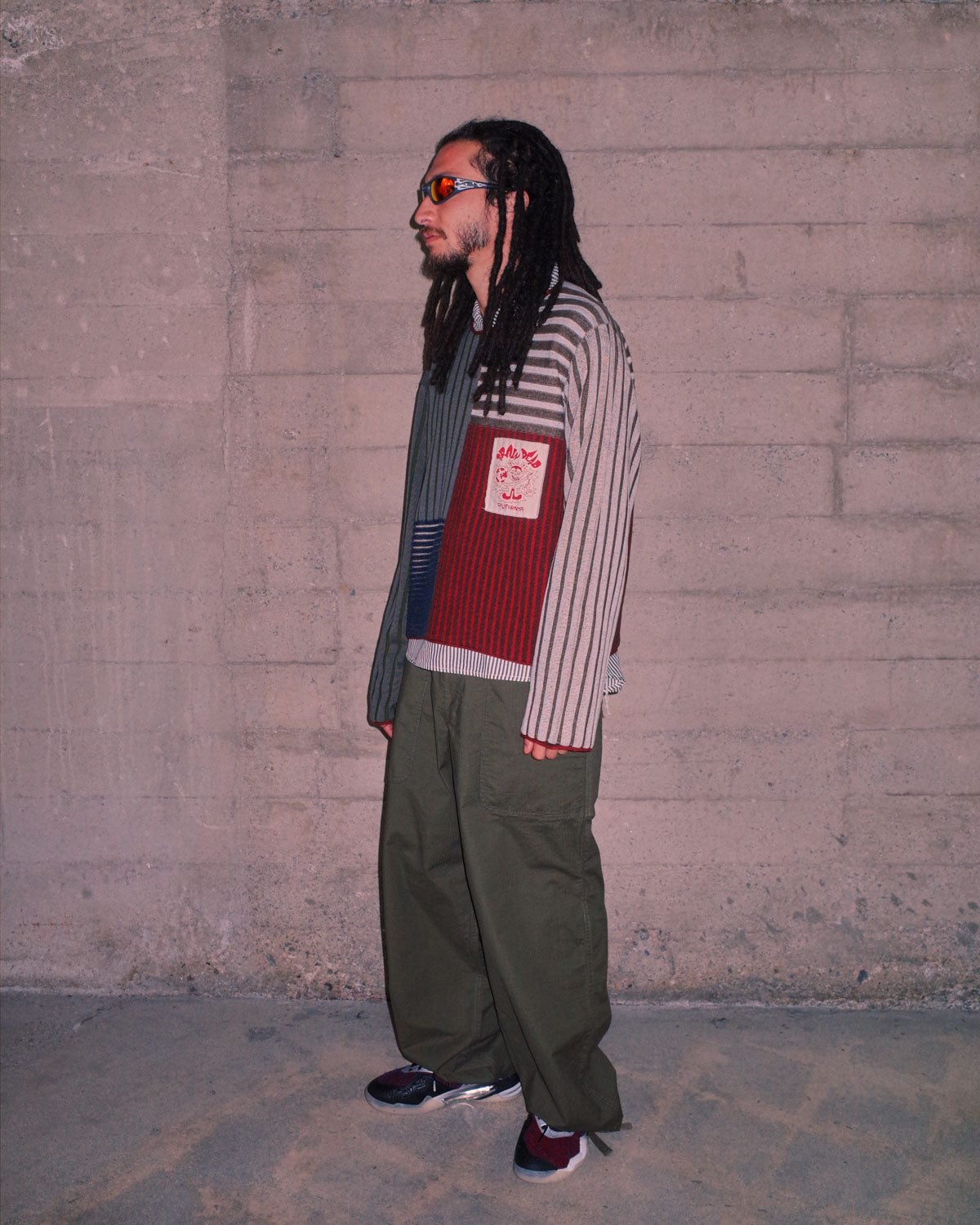 Brain Dead - Mixed Stripe Boxy Knit Sweater - Green Multi (Limited Edition of 165) crop cropped maglia maglione fit streetwear