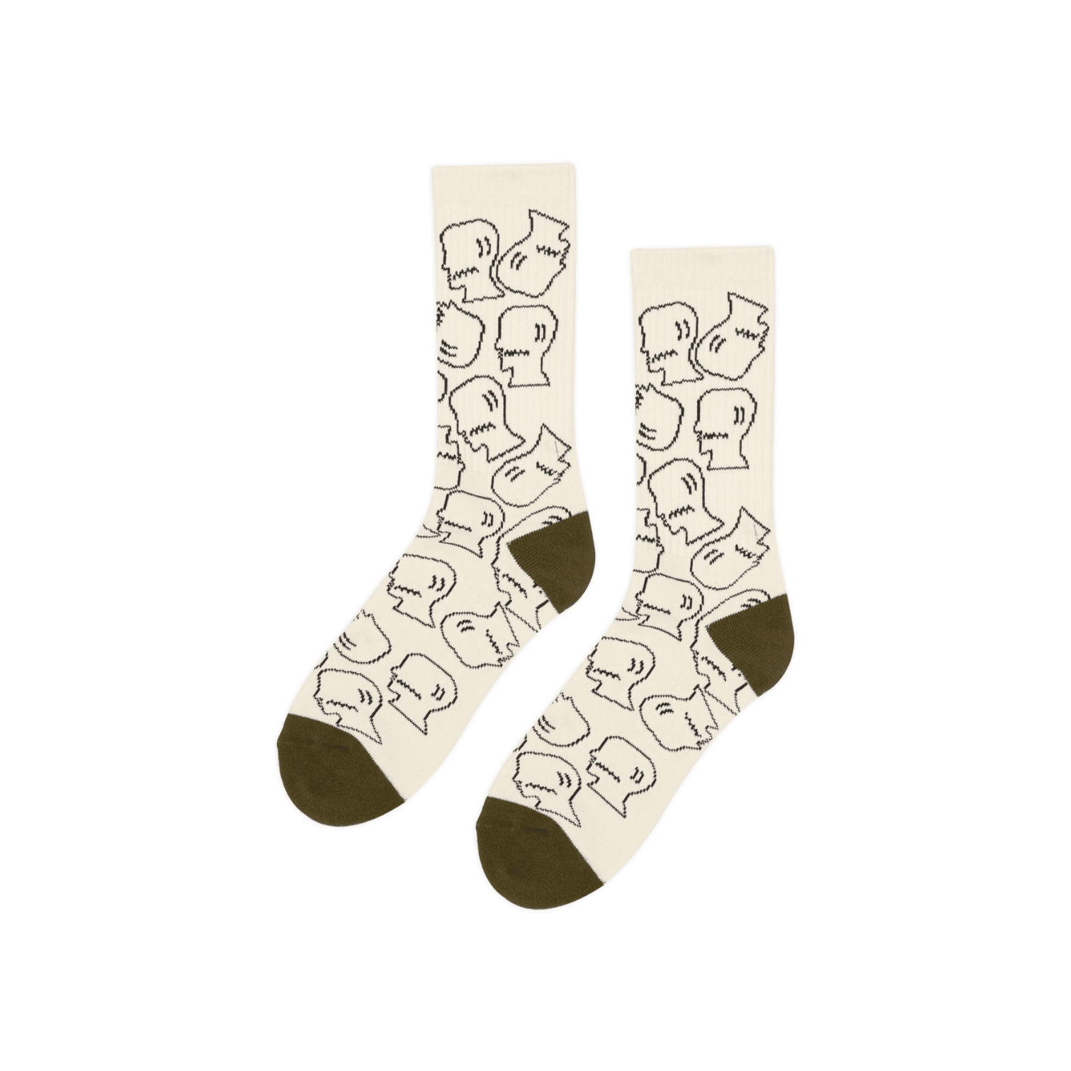 Brain Dead - Logohead Crew Socks - Cream calzini calzino calze