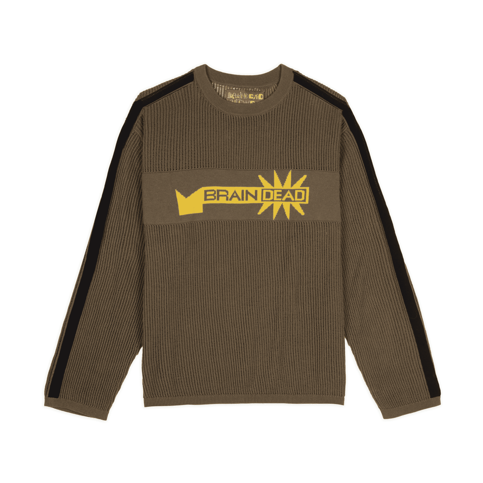 Brain Dead - Long Sleeve Mesh Sweater - Green crop cropped maglia boxy fit streetwear