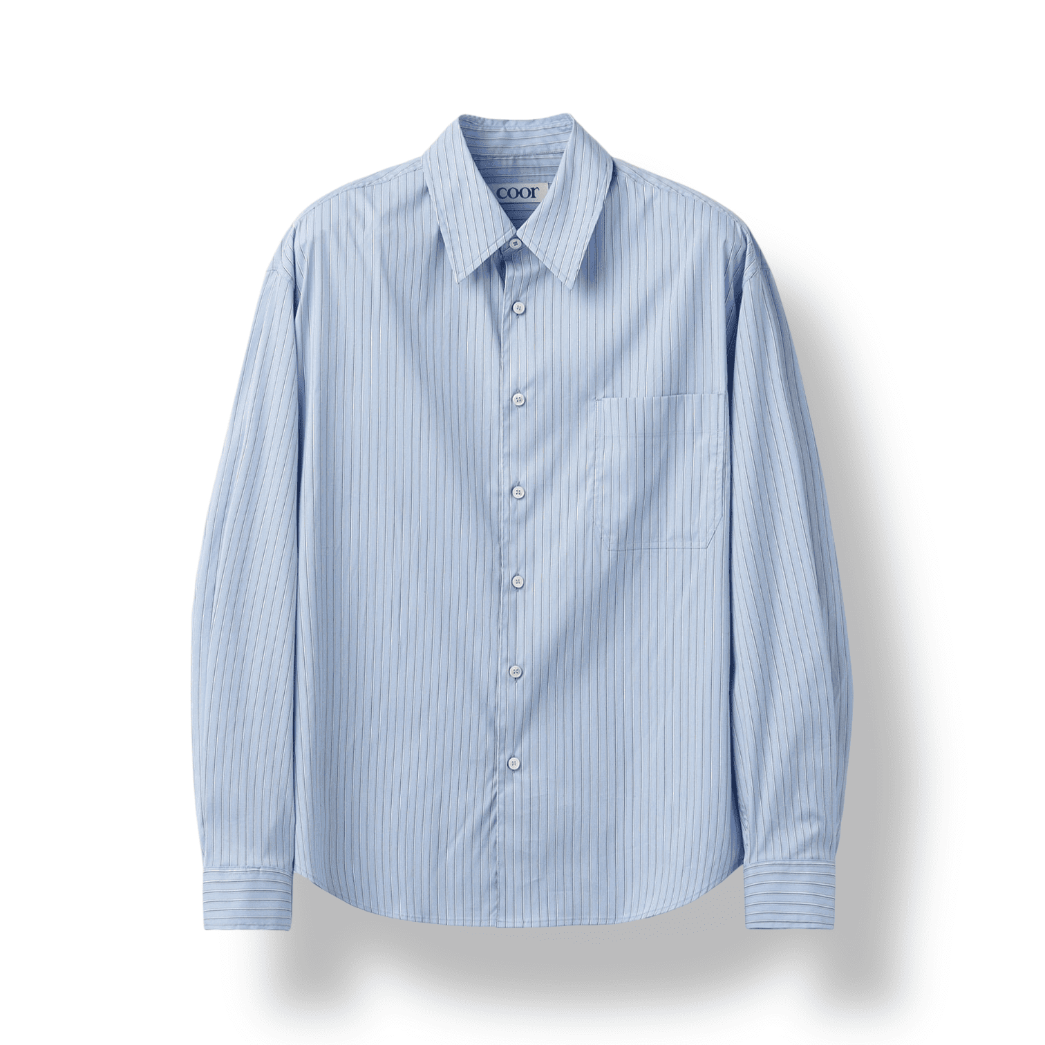 Coor - Multi-pin Striped Oversized Shirt (Blue) crop cropped boxy fit streetwear korean brand baggy camicia