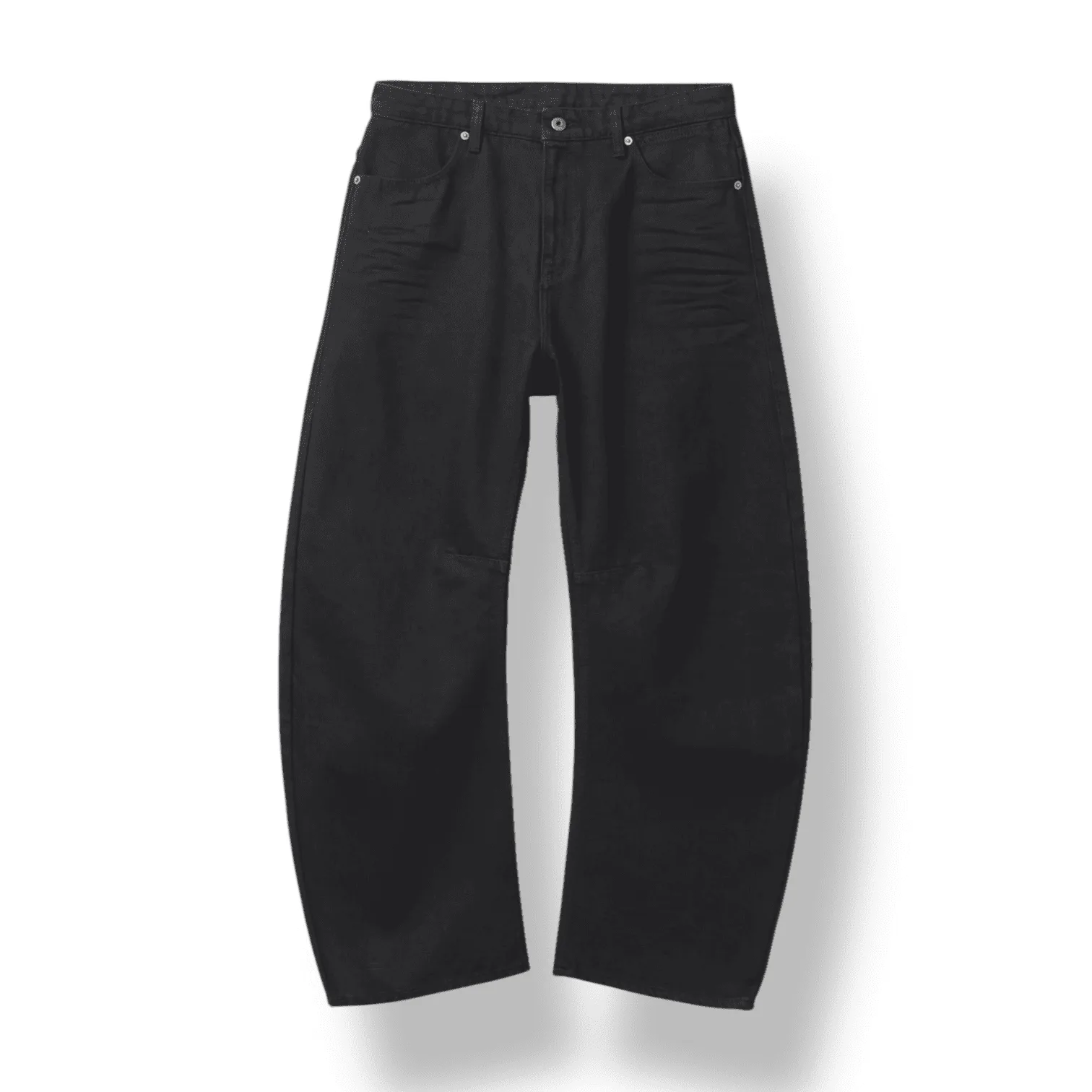 Coor - Embossed washed deep curved denim pants (black) jeans baggy flared jeans pantalone streetwear korean brand