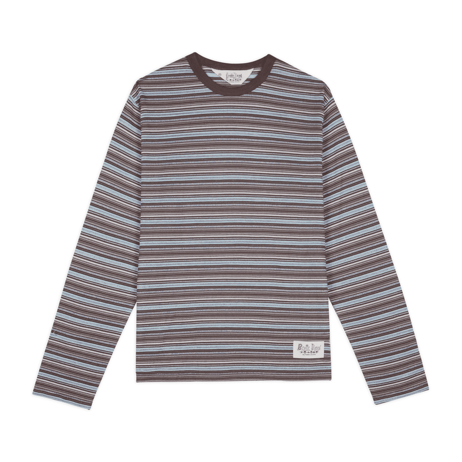 Brain Dead - Romy Multi Stripe Long Sleeve T-Shirt - Brown crop boxy maglietta righe maglia maniche lunghe manica lunga