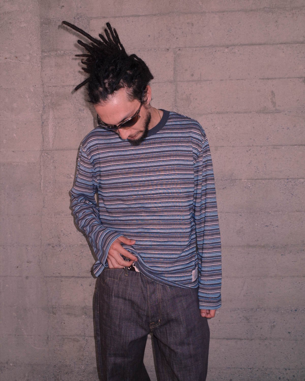 Brain Dead - Romy Multi Stripe Long Sleeve T-Shirt - Brown crop boxy maglietta righe maglia maniche lunghe manica lunga