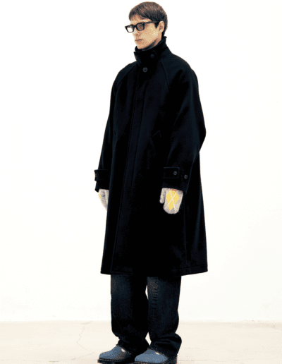 Coor - Belandi Cashmere-Blend Balmacaan Coat (Black) cappotto oversize lungo lana nero streetwear korean brand