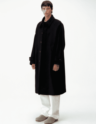 Coor - Belandi Cashmere-Blend Balmacaan Coat (Black) cappotto oversize lungo lana nero streetwear korean brand