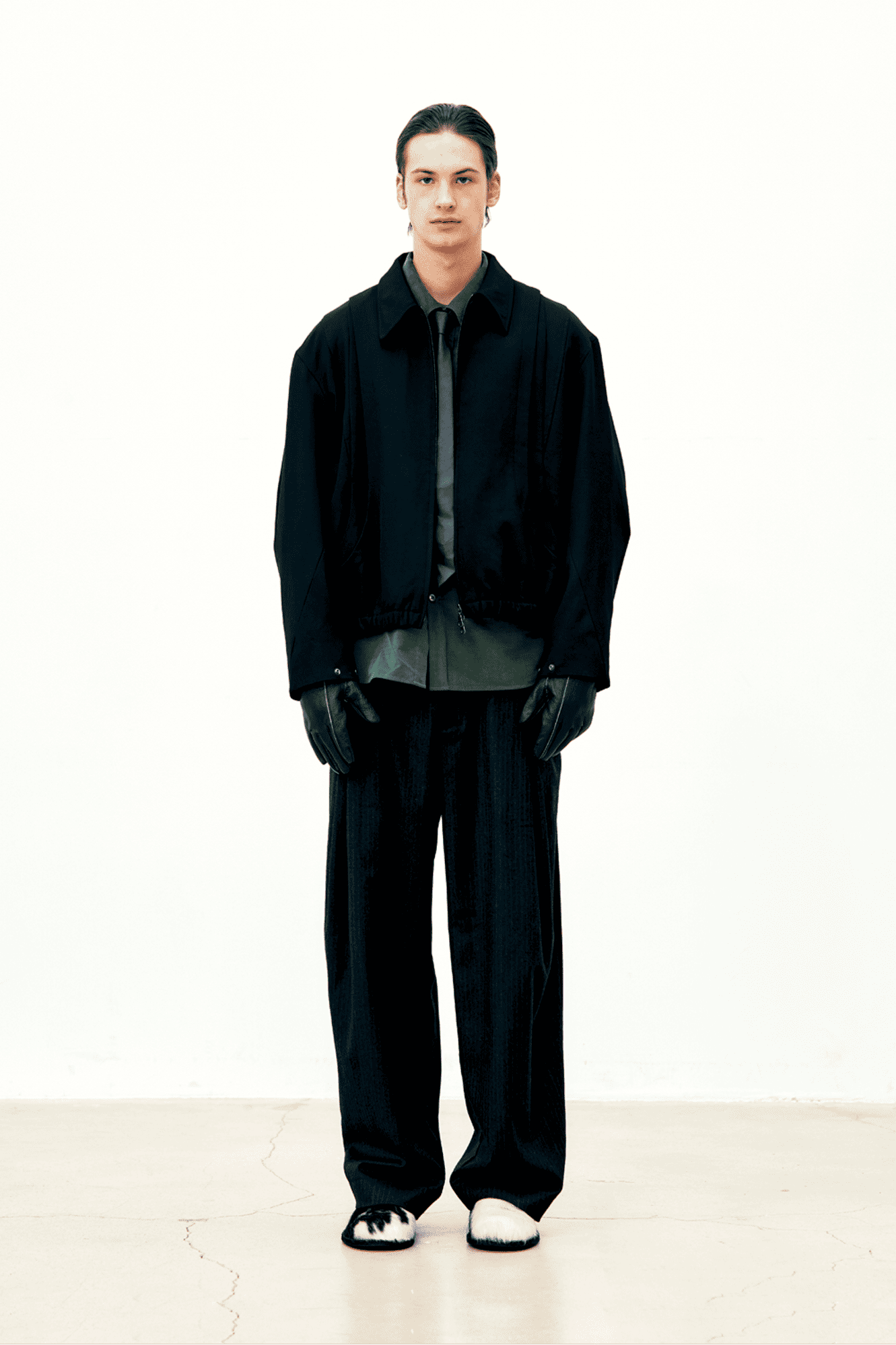 Coor - Wool Blouson Jumper Black crop boxy fit seoul korean brand corea streetwear giacca nera crop