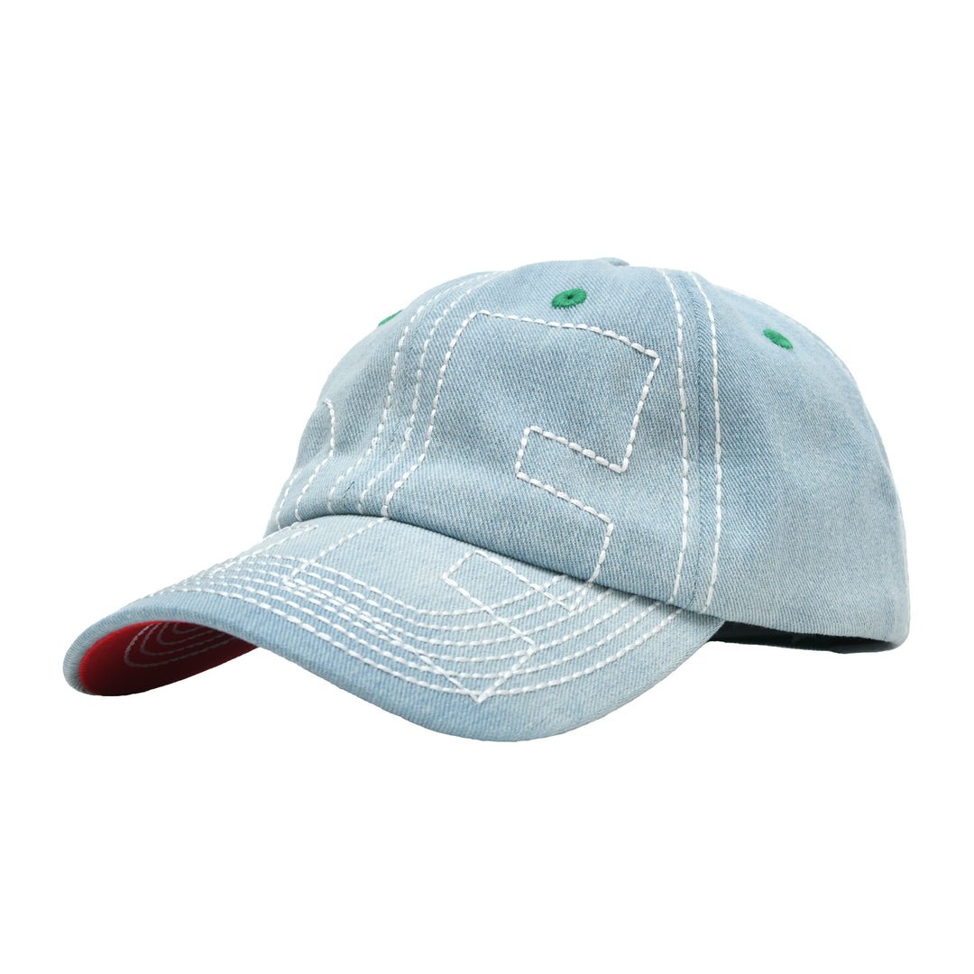 b.Eautiful - Vapor 6 Panel Hat (Light Denim/White) japan brand dover street