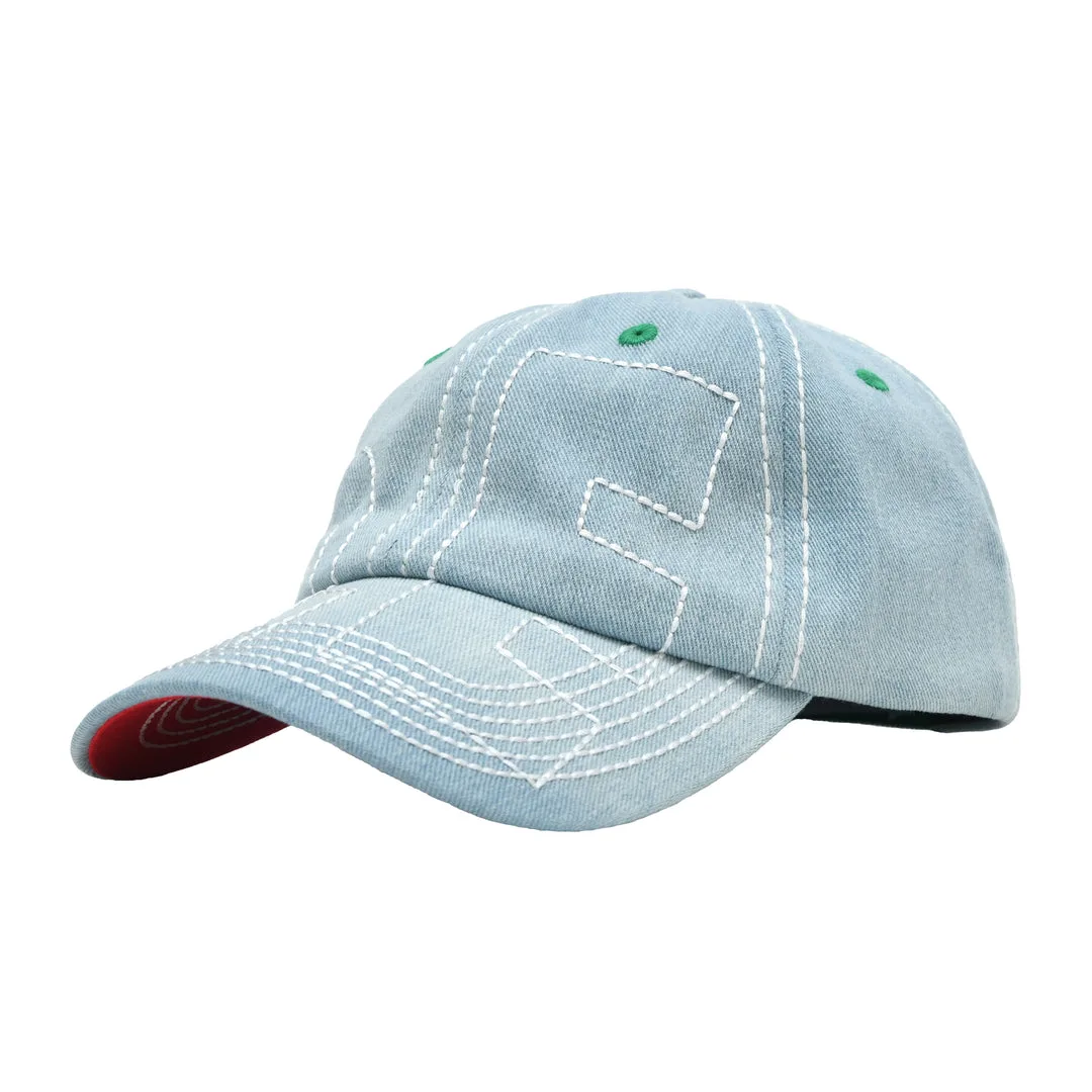b.Eautiful - Vapor 6 Panel Hat (Light Denim/White) japan brand dover street