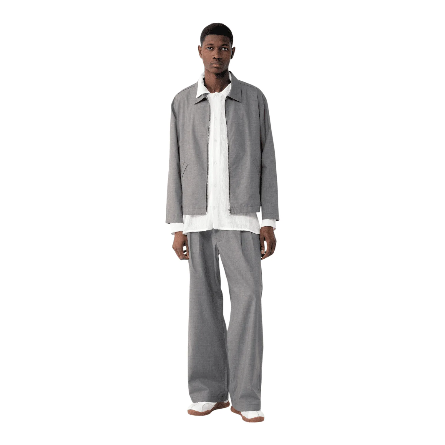 ROLD SKOV - Zip Up Over Shirt Grey cropped crop jacket minimal fashion boxy