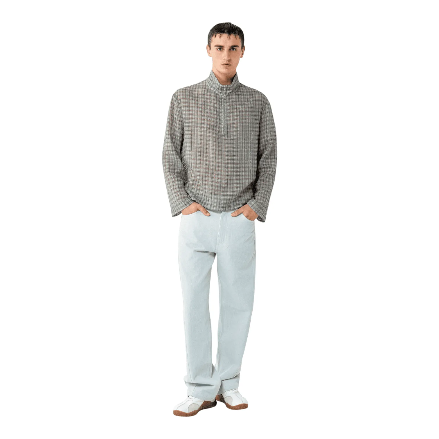 ROLD SKOV - Kappa Zip Shirt Green Check crop boxy cropped minimal fashion