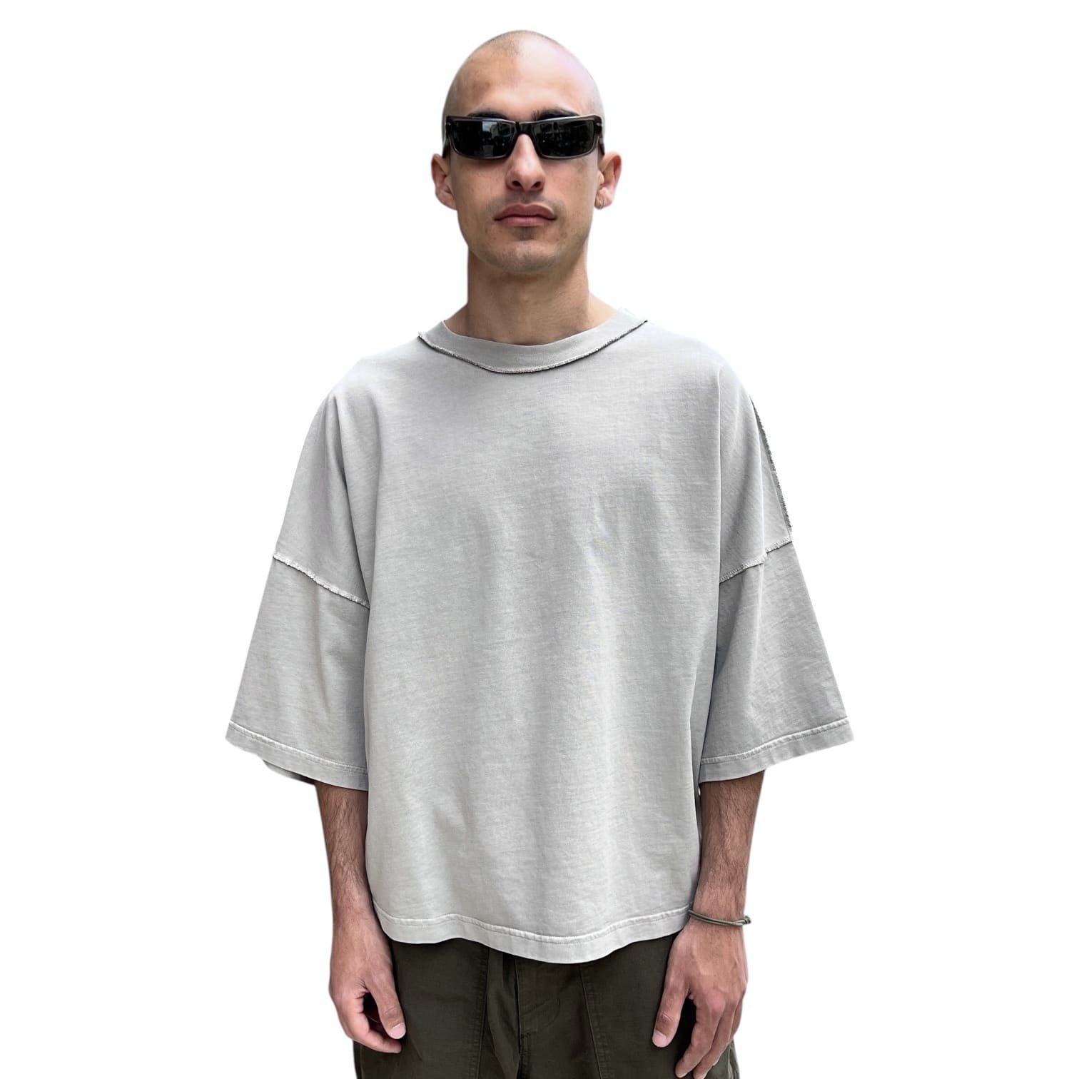 Stay Human On Earth - Stone Wash Relaxed Fit T-shirt stone crop cropped fit boxy