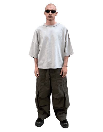 Stay Human On Earth - Ripstop Cargo Wide Leg Trousers Olive Night baggy fit relaxed baloon pants