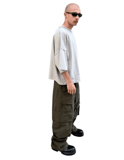 Stay Human On Earth - Ripstop Cargo Wide Leg Trousers Olive Night baggy fit relaxed baloon pants