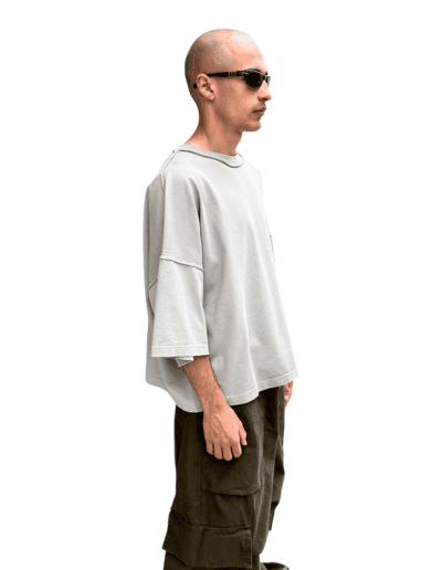 Stay Human On Earth - Stone Wash Relaxed Fit T-shirt stone crop cropped fit boxy