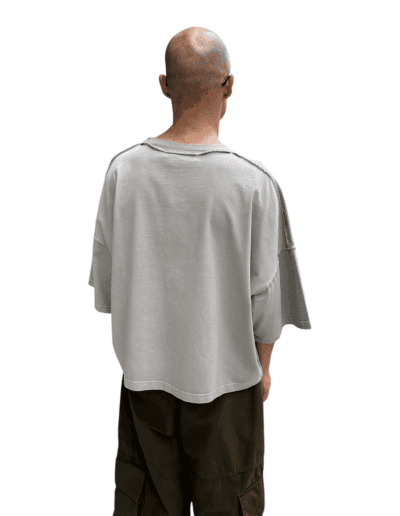 Stay Human On Earth - Stone Wash Relaxed Fit T-shirt stone crop cropped fit boxy