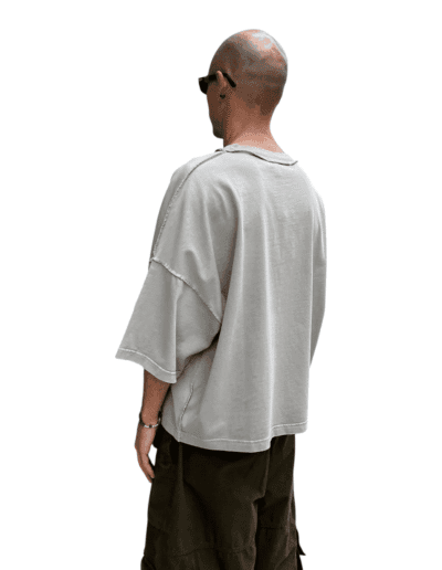 Stay Human On Earth - Stone Wash Relaxed Fit T-shirt stone crop cropped fit boxy