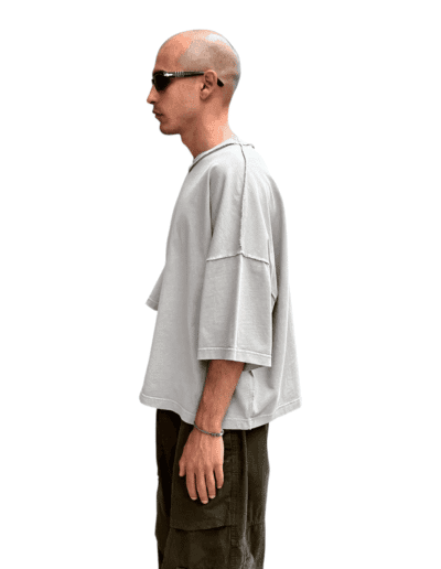 Stay Human On Earth - Stone Wash Relaxed Fit T-shirt stone crop cropped fit boxy