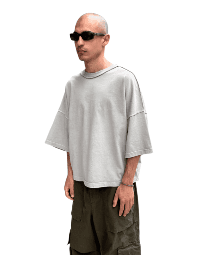 Stay Human On Earth - Stone Wash Relaxed Fit T-shirt stone crop cropped fit boxy