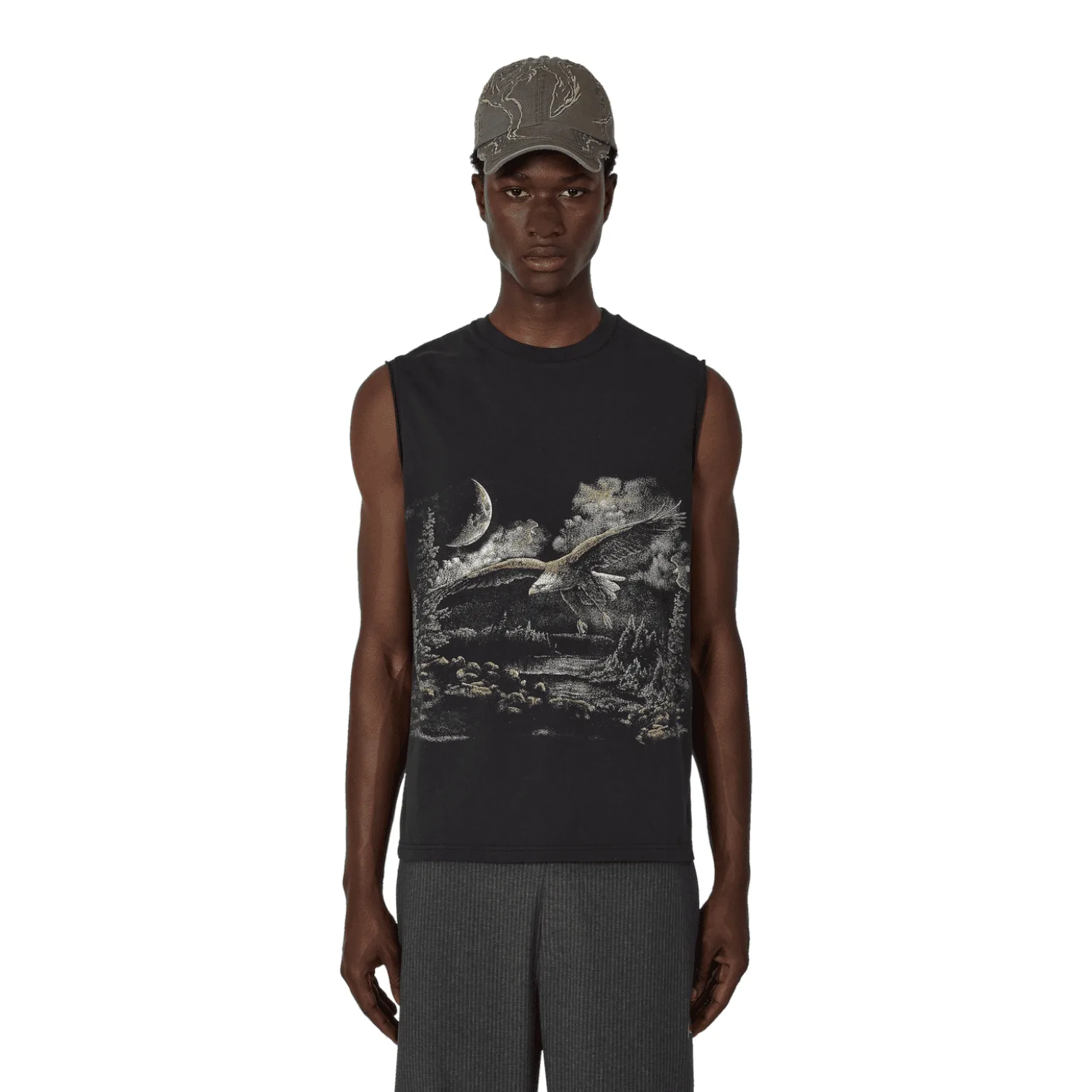 ROA Hiking - Fai Sleeveless Tee Washed Black graphic cropped