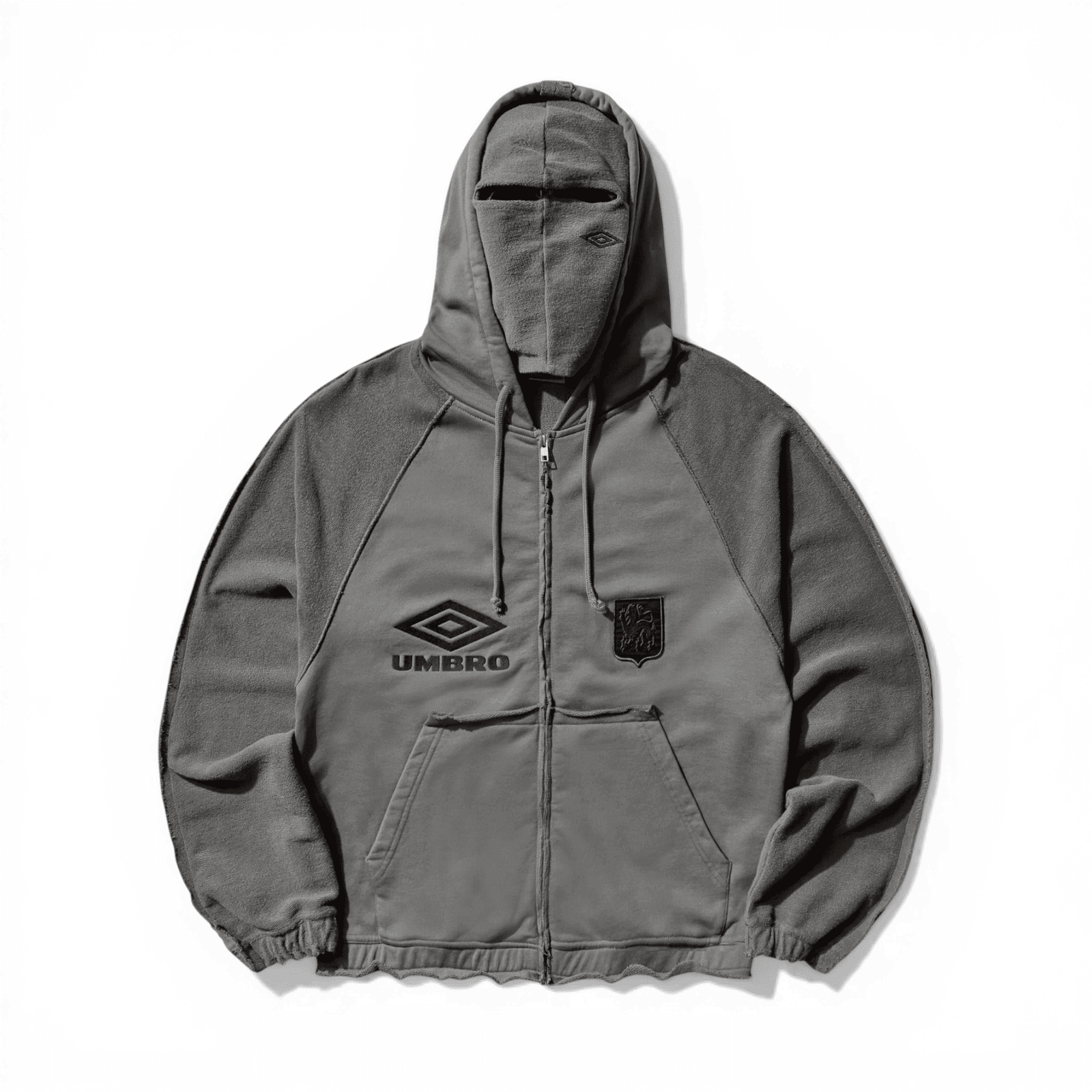 Slam Jam X Umbro - Royal Arms Zip Masked Hoodie Smock Grey