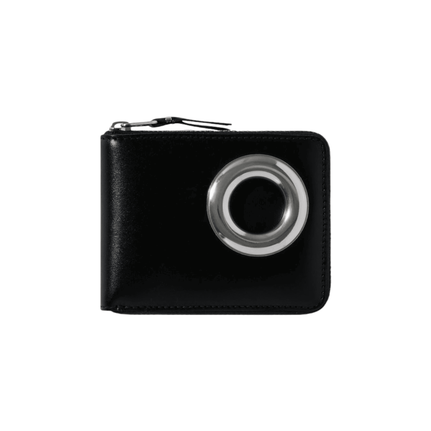 CDG comme des garcons garçons wallet - Silver Eyelet Full Zip Around Wallet Black (SA7100SE)