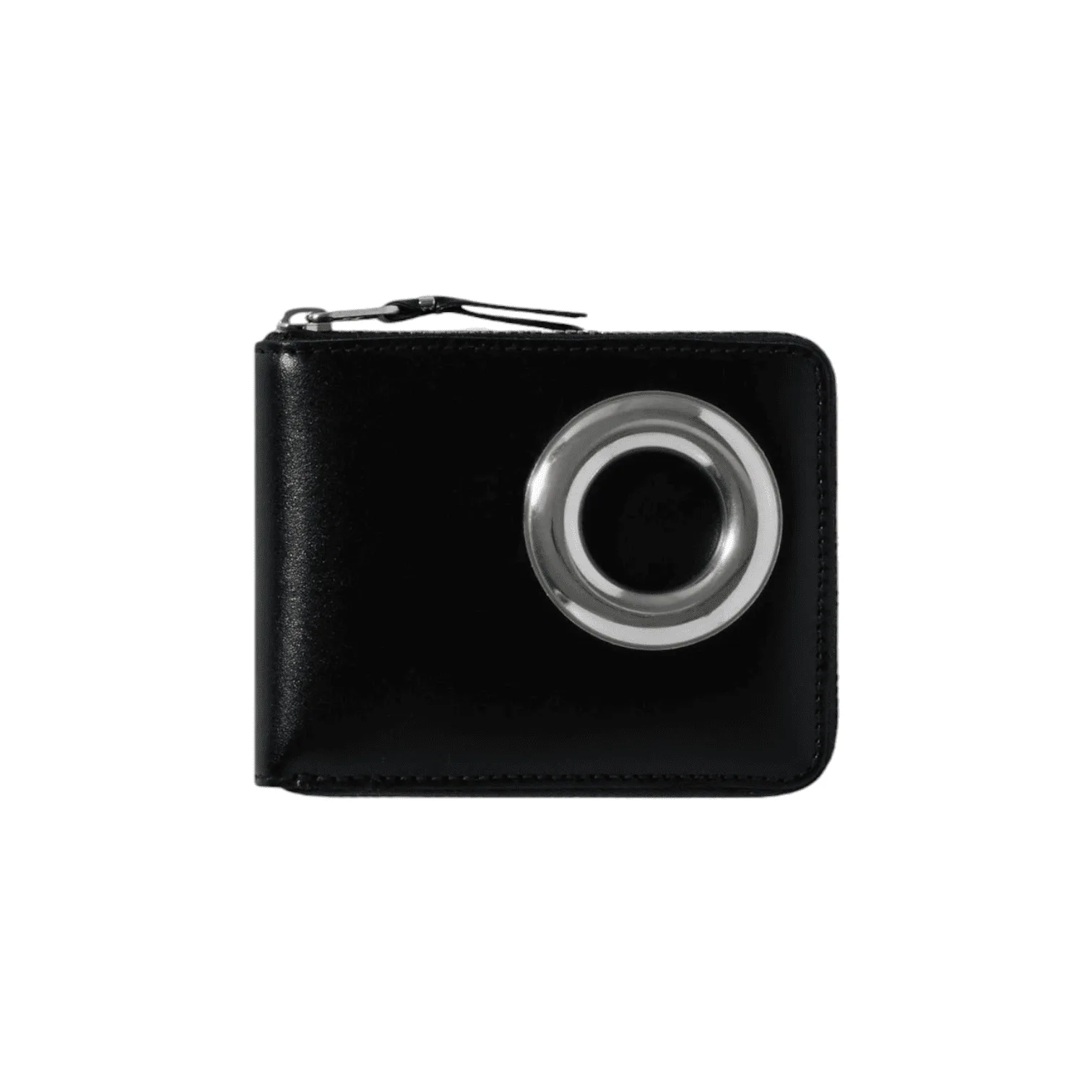 CDG comme des garcons garçons wallet - Silver Eyelet Full Zip Around Wallet Black (SA7100SE)