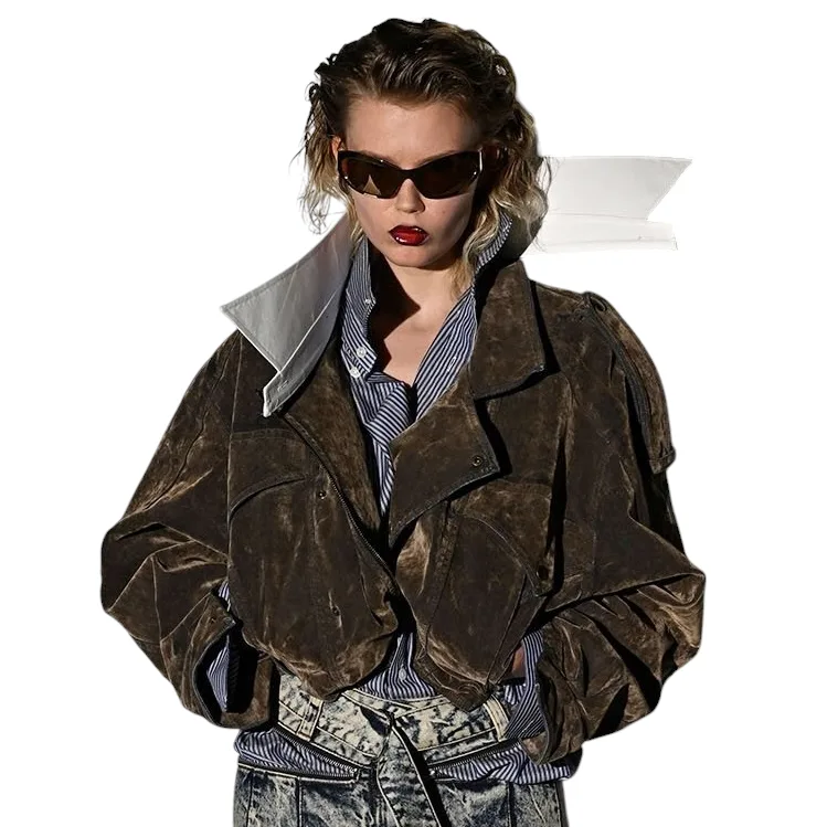 Vaquera - Women's Flocked Denim Wild West Jacket Woven Brown vaquera nyc buy online europe dover street market brand